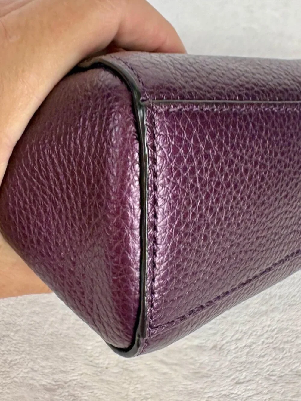 Coach Small Kelsey Satchel in Purple Pebble Leather